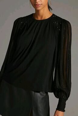 NWOT Bl-nk London Anthropologie Sequin Embellished Blouse
